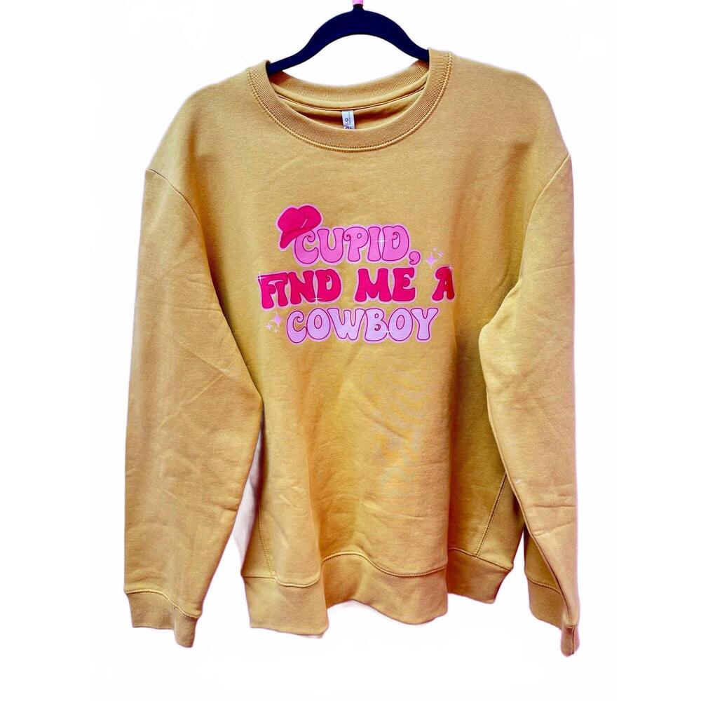 NEW ORIGINAL FAVORITES women's cupid find me a cowboy crewneck tee in yellow